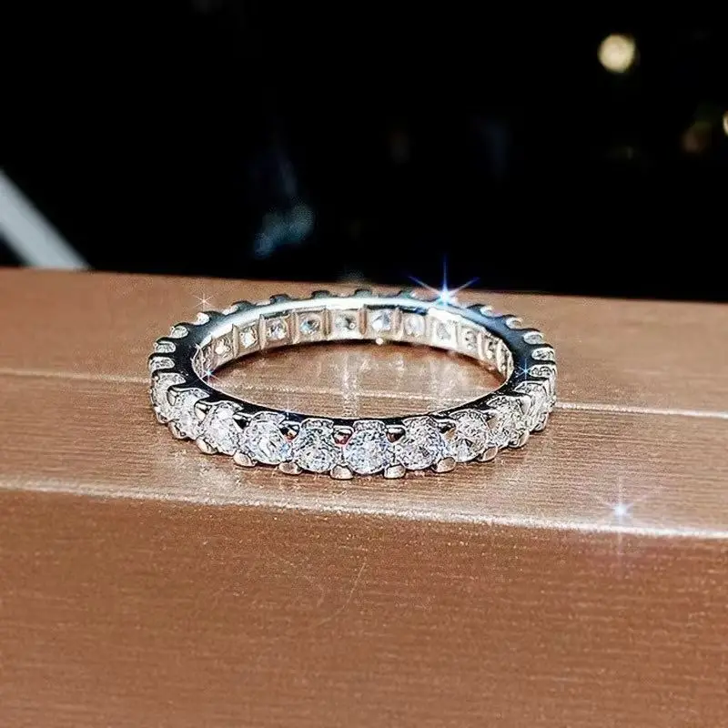Women's Zirconia round Engagement Ring Silver Plated Wedding Band Promise Ring Jewelry Accessory Size 6 to 12
