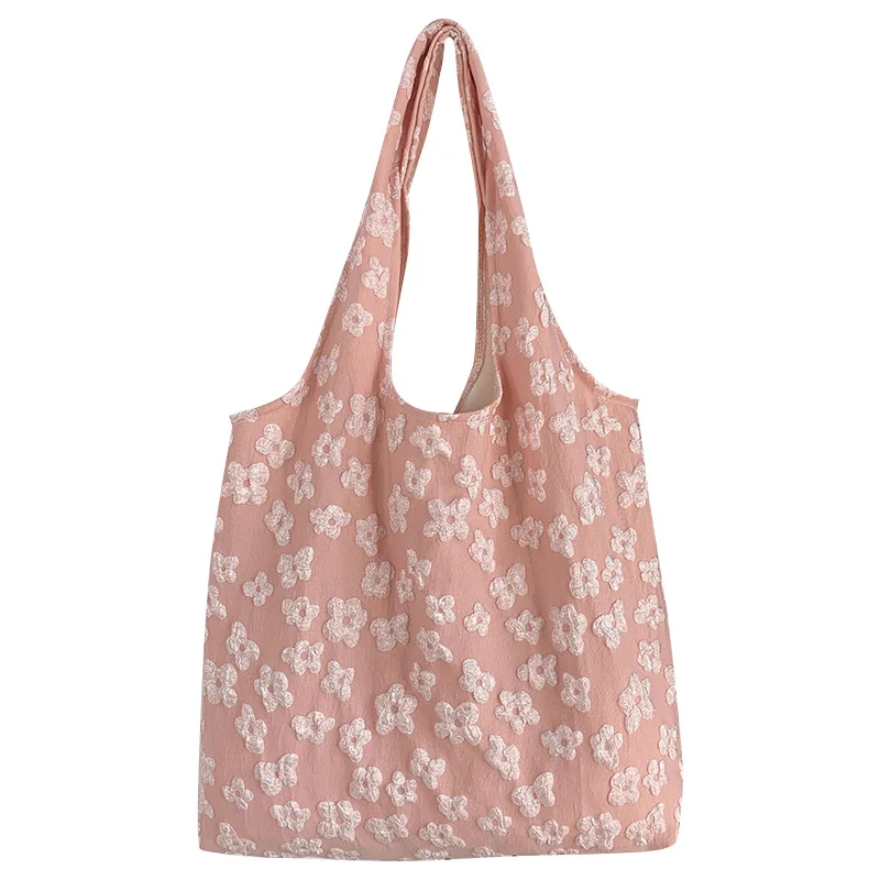 Youda New Canvas Fabric Shoulder Bag For Women Simple Floral Pattern Handbag Large Casual Capacity Shopper Tote Bags