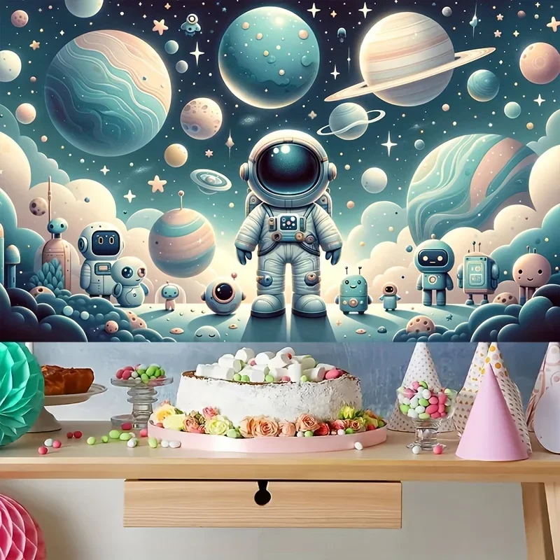 Outer Space Astronaut Birthday Party Background - Starry photography background