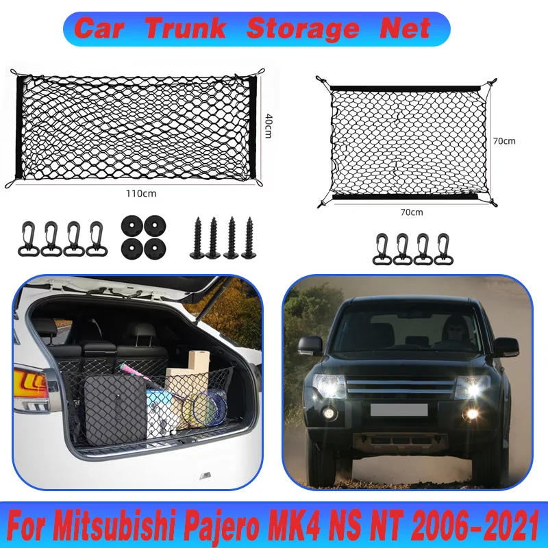 

For Mitsubishi Pajero Montero Shogun NS NT NW NX V80 V73 V93 MK4 2006-2021 Car Rear Trunk Net Organizer Luggage Nets Accessories