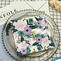 20pcs/Pac 2-Ply Colourful Printed Napkins New Floral Flower 2 Colors Creative Folded Napkins Wedding Party Baking Mouthcloths