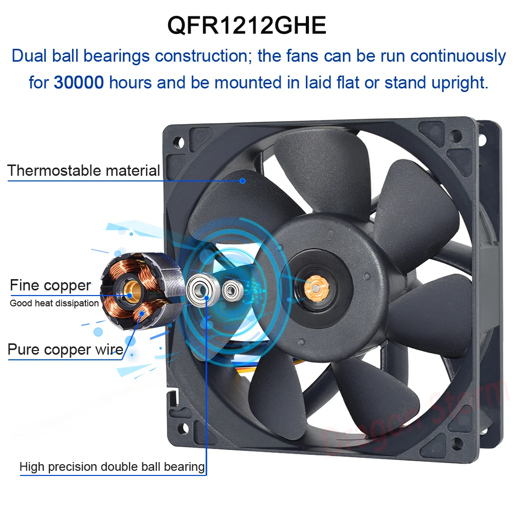 SENLIFANG-QFR1212GHE DC 12V 2.1A S7 S9 T9 L3 BTC ETH Mining doble rodamiento de bolas/ventilador de refrigeración, 120x120x38mm, genuino, nuevo