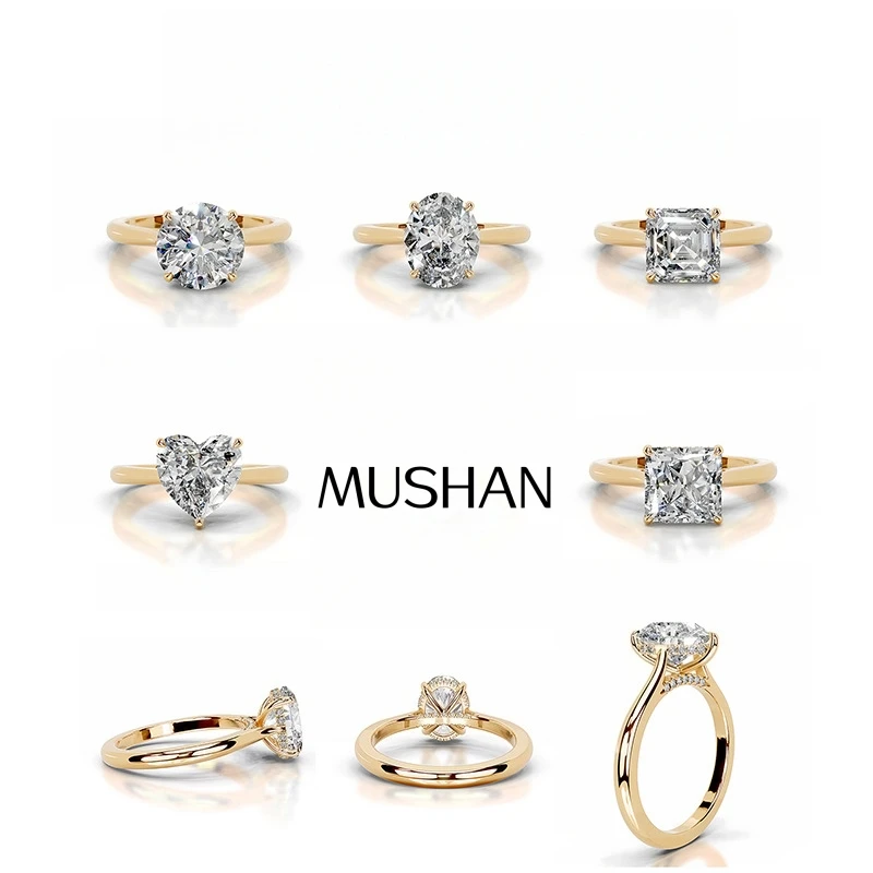 

MuShan Luxury Jewelry 925 Sterling Silver Ring VVS Moissanite Modern Ring for Daughter 18K Gold Plated MST Patent GRA Jewellery