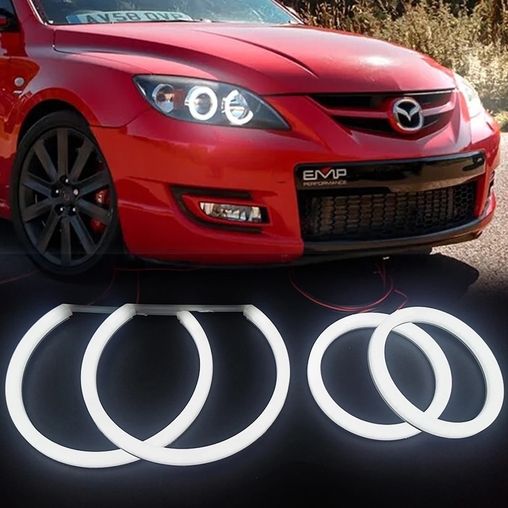 

4 светодиодных фар Angel Eyes Halo Ring для Mazda 3 MPS 2004-2009 Speed3 2007-2009 Mazda Speed6 Atenza DRL, передняя фара
