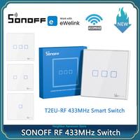 SONOFF T2EU-RF 86 Type Smart Switch Sticky 433MHz Wireless RF Remote Control Wall Panel For 4CHPROR3 SlampherR2 TX Wall Switch