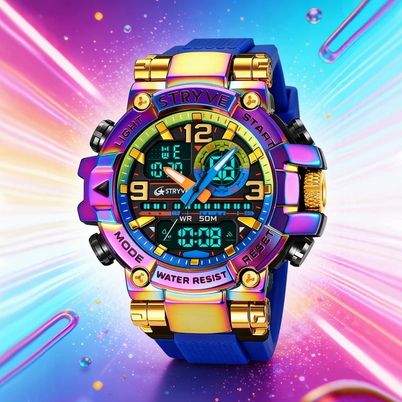 SMAEL 2026 New Sports Alloy Large Dial Quartz Watch Night Light Multifunctional Student Electronic Watch