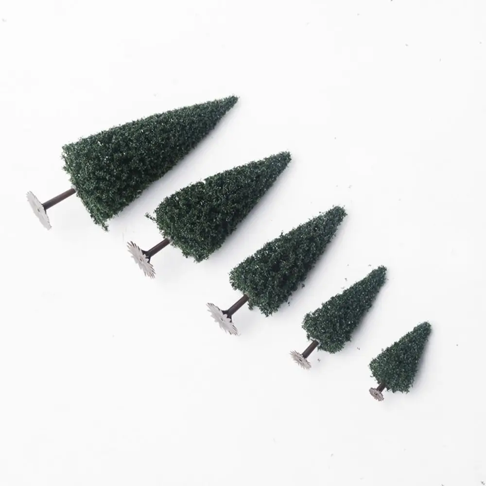 5pcs 5 Sizes Tower Shaped Trees Model 5.5/6.5/8.5/10/11.5cm Green House Decor Pine Trees Plastic Mini Christmas Tower Pine Tree