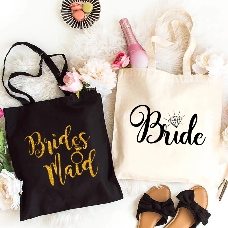 

Team Brides MaidCanvas Tote Bag for Women Wedding Handbag Harajuku Shopper Bags Tote Bag Girls Bachelorette Party Shoulder Bag