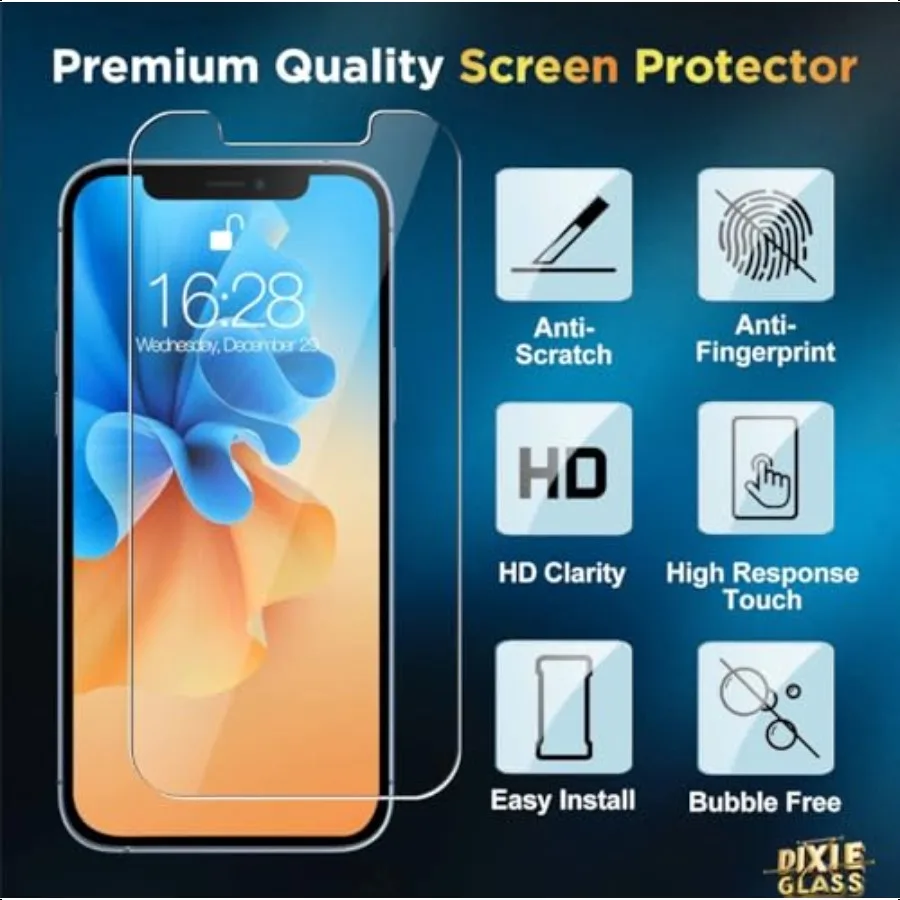 Pellicola salvaschermo in vetro temperato per iPhone 14 Pro da 3 pezzi + protezione per obiettivo fotocamera da 3 pezzi