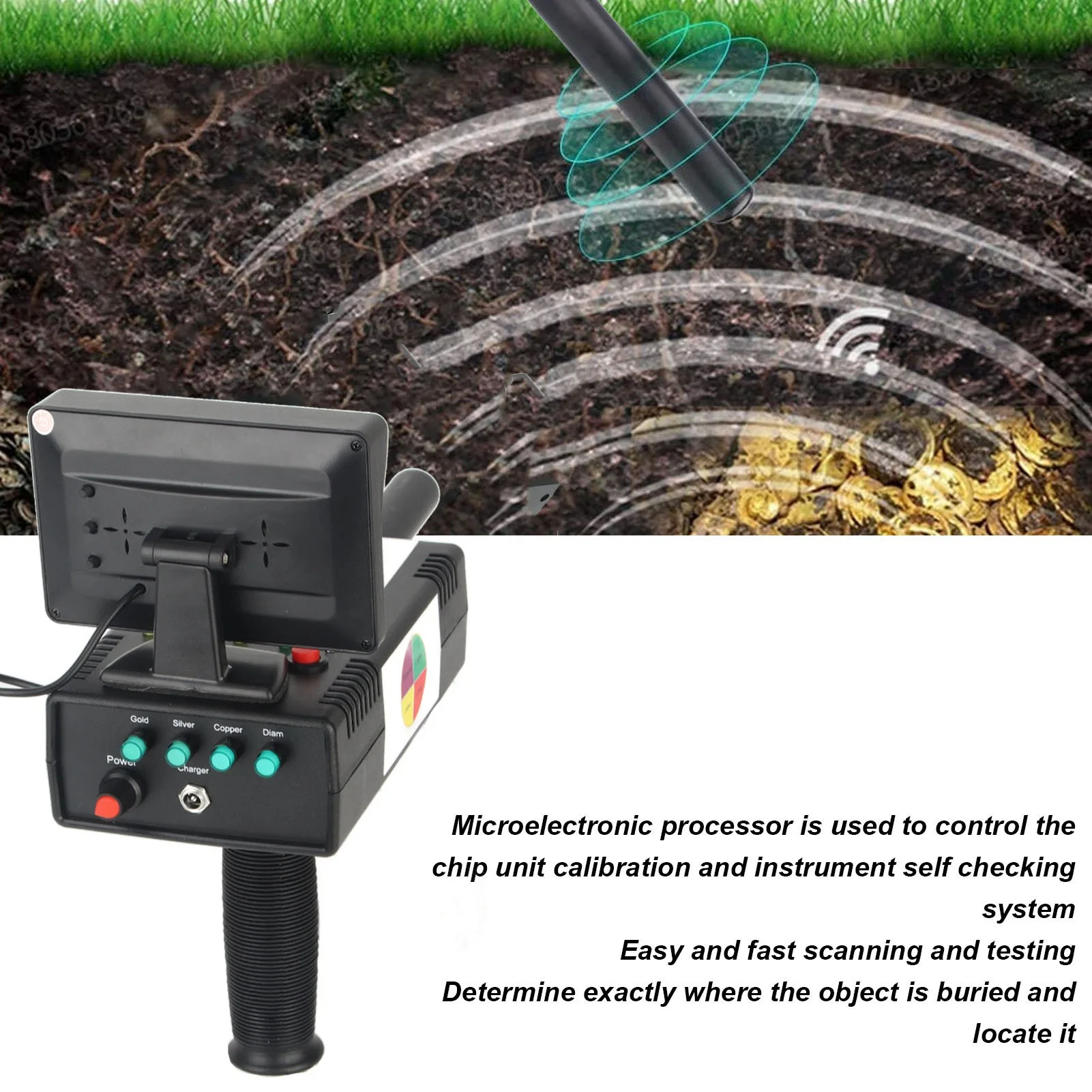 Detector de metais detector de metais abs habitação sensível estável digitalização rápida localizador de tesouro para ouro prata cobre tesouro finder