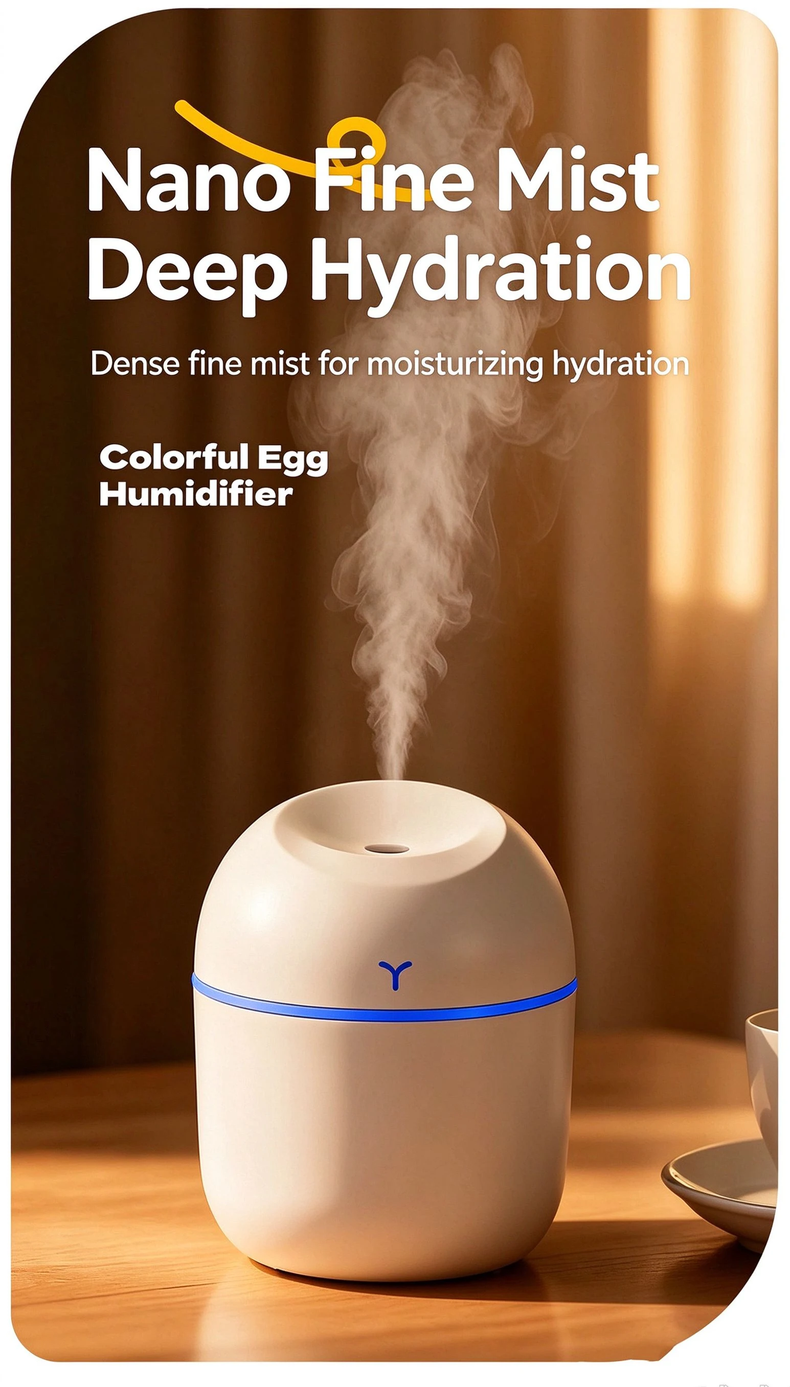 Mini-Luftbefeuchter, tragbarer USB-Luftbefeuchter mit kühlem Nebel und Nachtlicht, 220 ml, ultra-leiser Aroma-Diffusor für Schlafzimmer, Zuhause und Büro. – Detail 5
