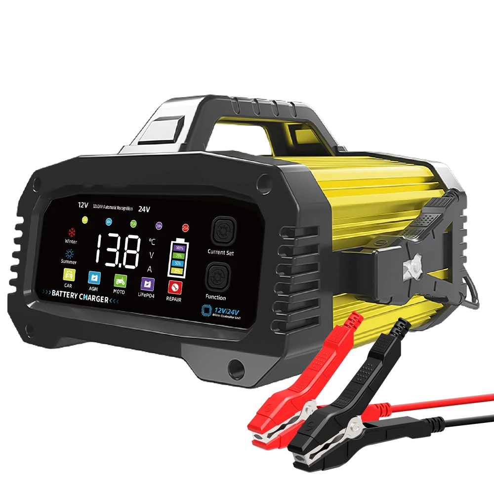 

Новый продукт Автоматическое зарядное устройство для аккумулятора 12 В 24 В 2A 8A 15A 20A 25A Регулируемый ток AGM Lifepo4 Зарядное устройство для аккумулятора