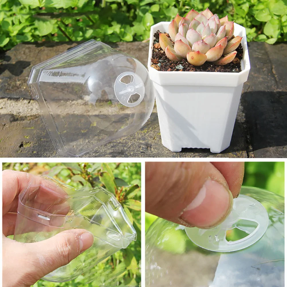 

4pcs Succulent Plant Moisture Retention Cover Heat Preservation Dome Durable Plastic Transparent Lightweight Humidity Lid For