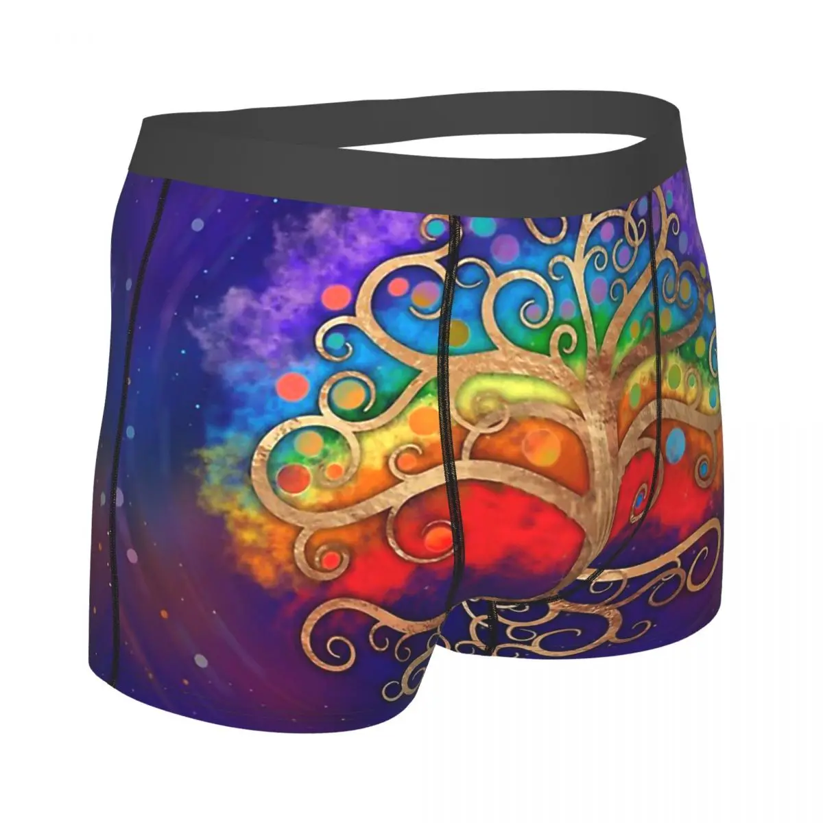 Vikings Underpants Cotton Panties Man Underwear Sexy Tree Of Life Golden Swirl And Rainbow Shorts Briefs