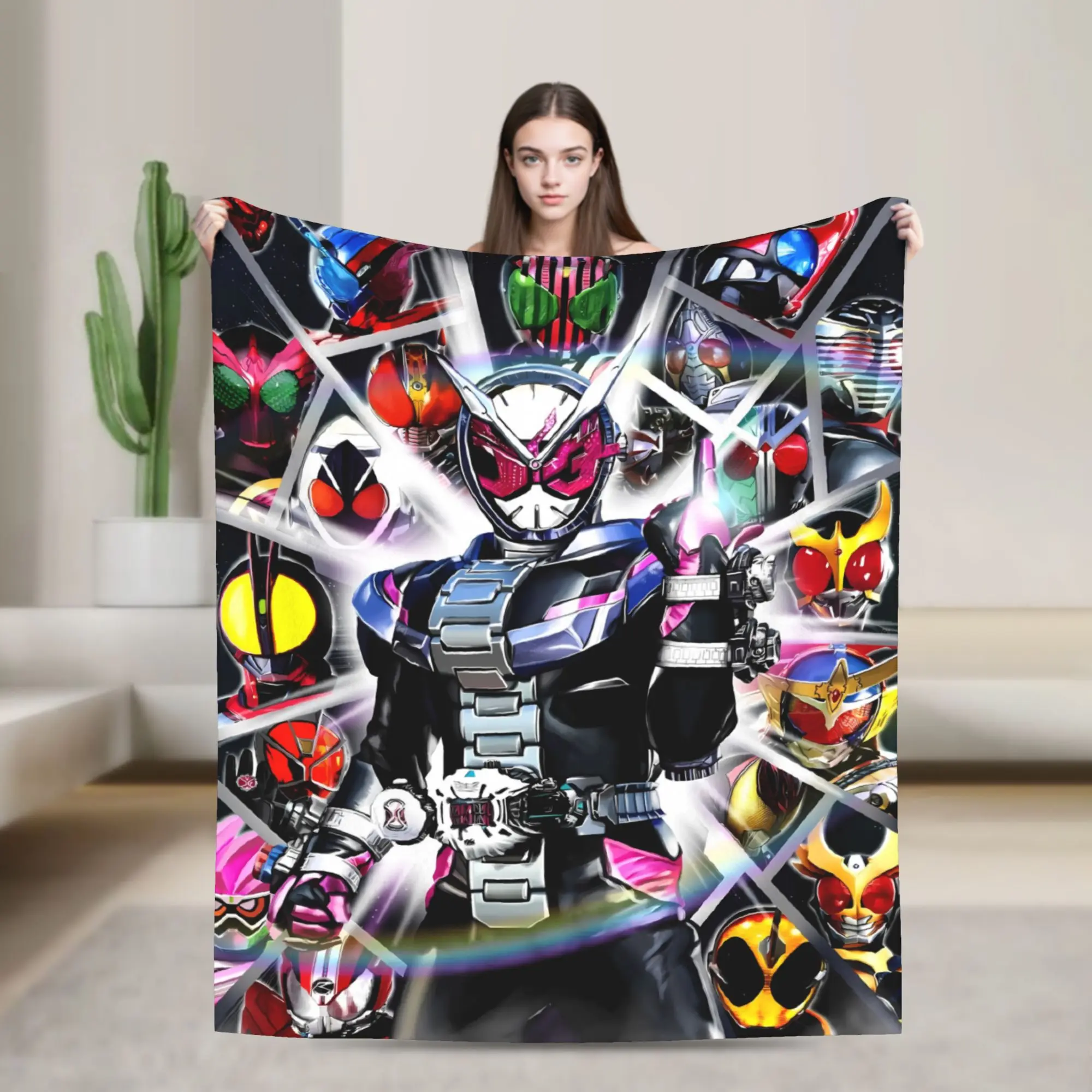 Multi Armor Collage Kamen Rider Anime Blanket  Picnic Flannel Bedding Throws For Home Decor Super Warm Quality Bedspread Gift