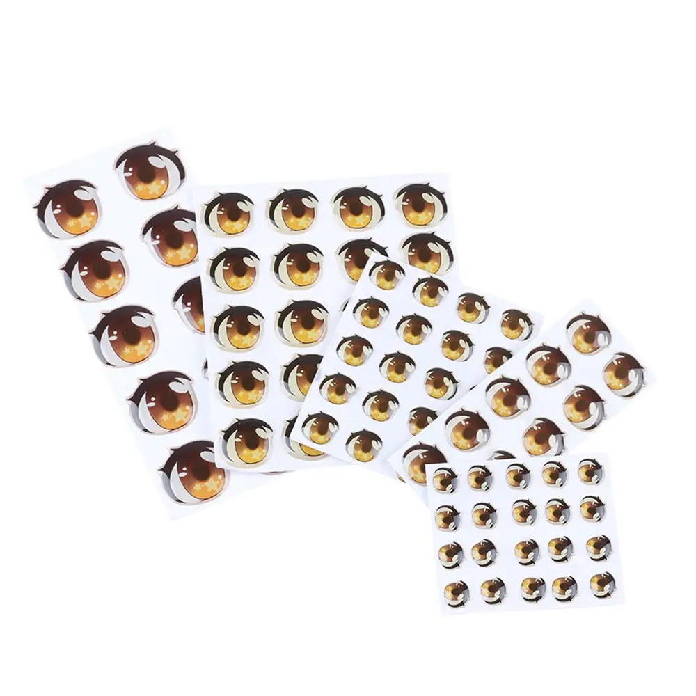 10 paia Multi styles decalcomanie stelle vetro cristallo occhio chip carta viso organo Paster Anime Figurine bambola Cartoon Eyes Stickers