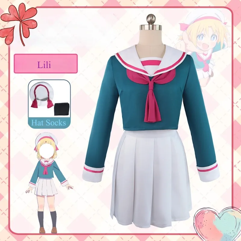 

Anime Lilibeth Cosplay Costume Sailor Clothing Green Top White Skirt Uniform JK Japanese Style Dress Full Set Role Play Outfit