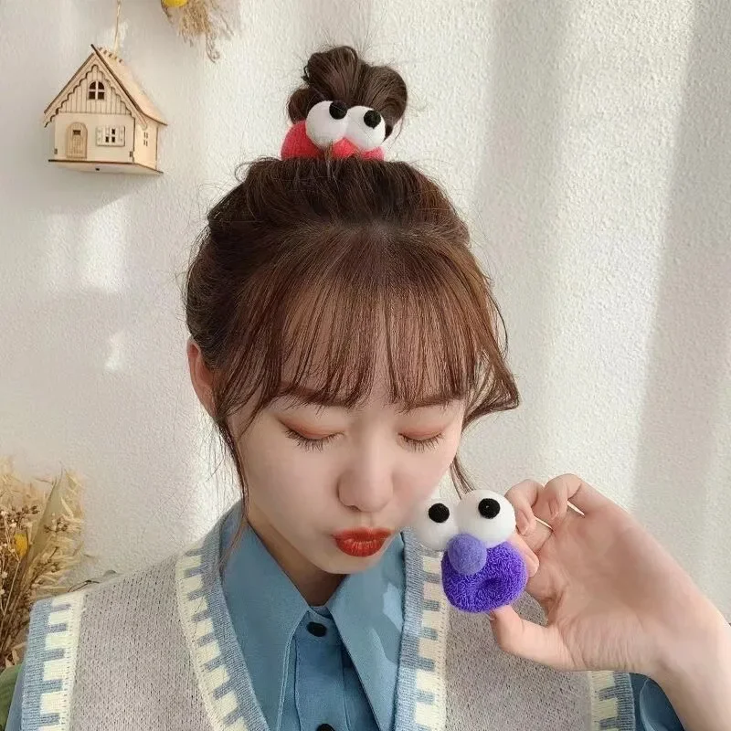 Fashion Funny Big Eyes Hair Rope Scrunchie New Cute Female Girl Candy Color High Stretch Hair Ring Headwear Accessories