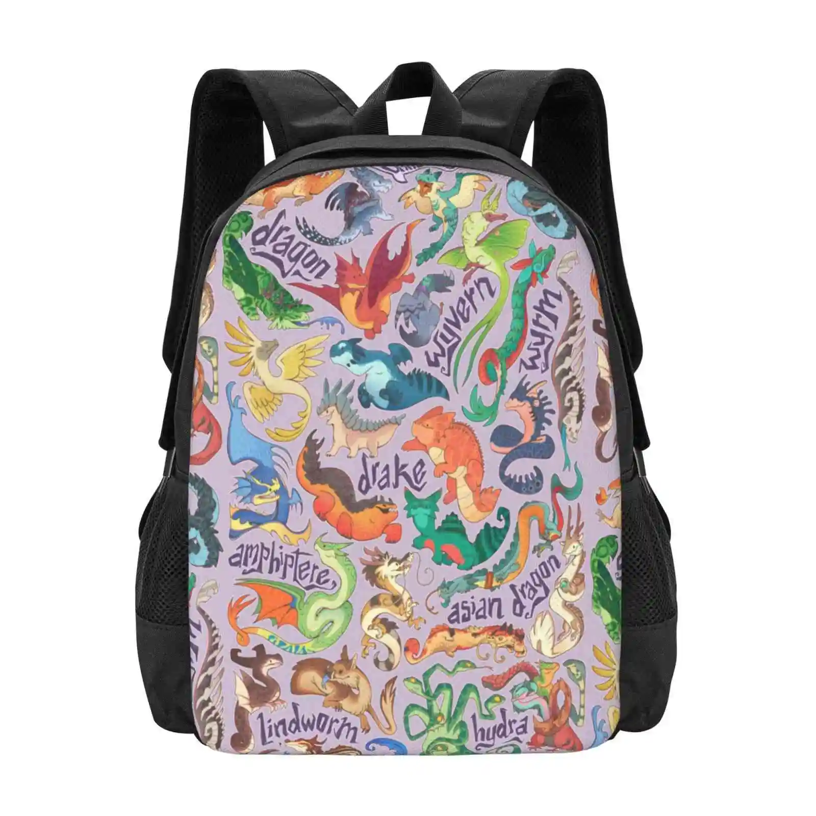 Mini Dragon Compendium In Lavender Hot Sale Schoolbag Backpack Fashion Bags Dragons Fantasy Cute Cartoon