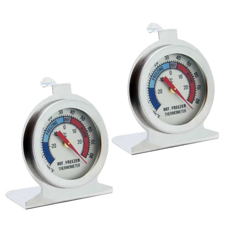 ABRW-2 Pcs 냉장고 온도계 20 ℃ ～20 ℃ /-20 ℉ ～80 ℉   냉장고 아날로그 온도계 빨간색 표시기 온도계가 있는 대형 다이얼