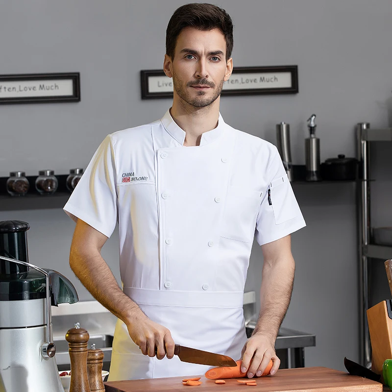 WaClaUniformes Veste de chef de service alimentaire, vêtements de cuisine de restaurant, chemises de cuisine, vêtements de travail à manches courtes pour boulanger