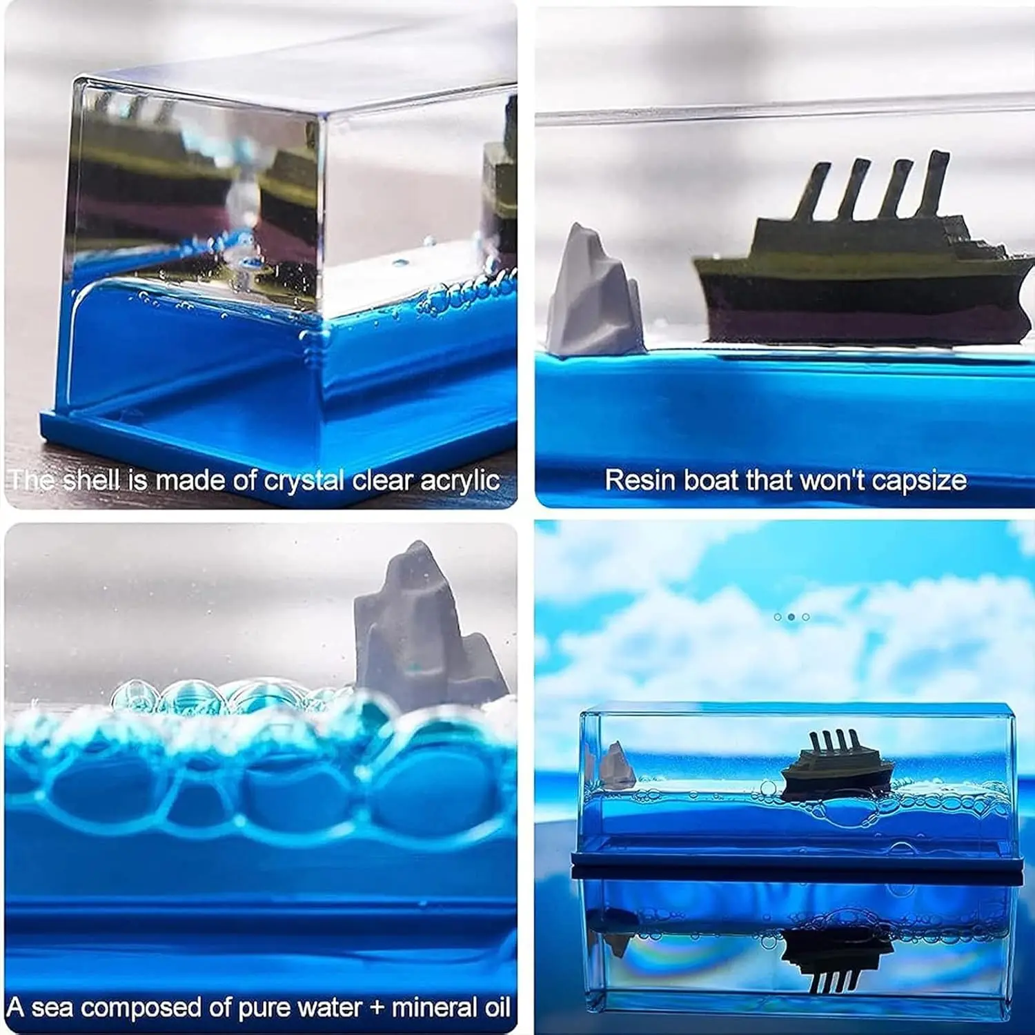 العائمة زجاجة سعيدة سفينة سياحية تيتانيك كروز السفينة السائل السائل قارب الساعة الرملية زخرفة هدية عيد ميلاد الانجراف السفينة في زجاجة #1