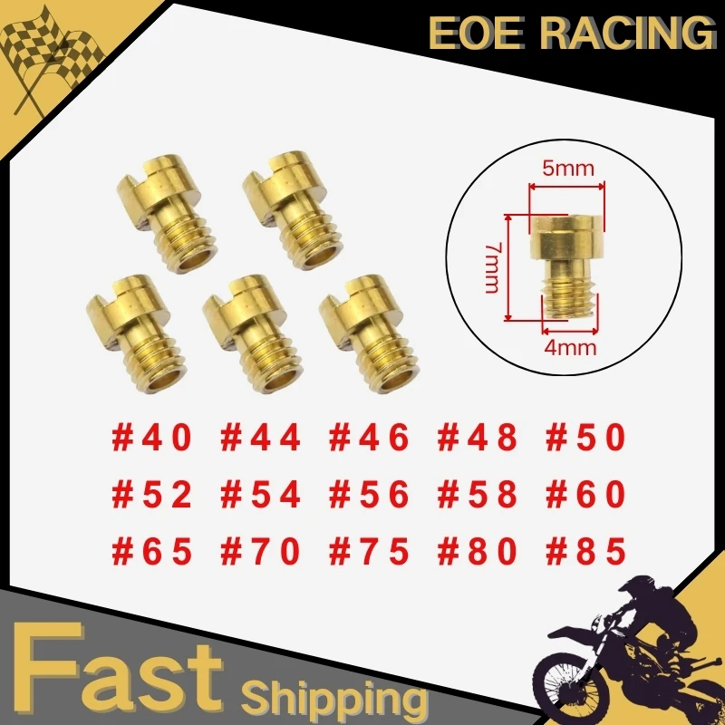 5PCS For M4 GY6 49cc 50cc 80cc 100cc 125cc CVK 24 26 PZ19 139QMB 139QMA 40#-85# 4-Stroke Scooter Carb Nozzle Carburetor Main Jet