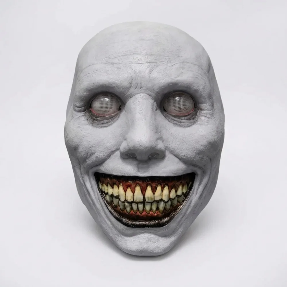 Smiling Demon Horror Face Mask Creepy Halloween Evil Cosplay Prop Scary Masquerade Party Costume Accessory For Adults