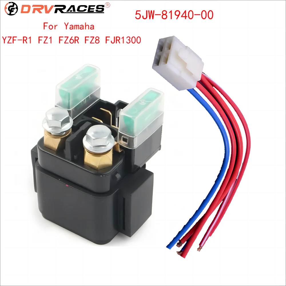 

Motorcycle Starter Start Solenoid Relay with Plug For Yamaha YZF-R1 FZ1 FZ6R FZ8 FJR1300 ATV UTV 5JW-81940-00