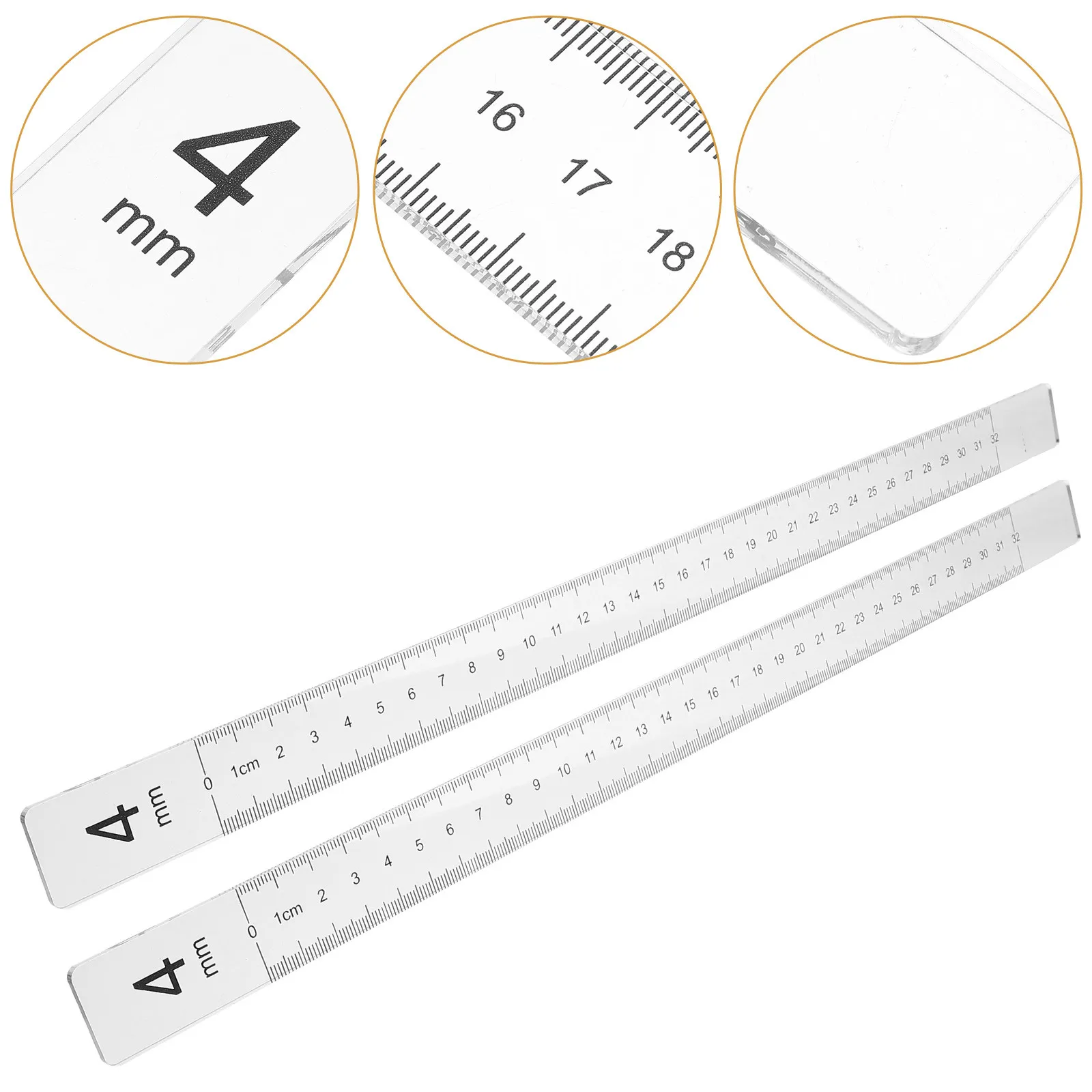 1Pair Dough Balance Ruler Acrylic Thickness Measuring Guide Stick for Biscuit Cookie Pastry Pizza Making Rolling Pin Support