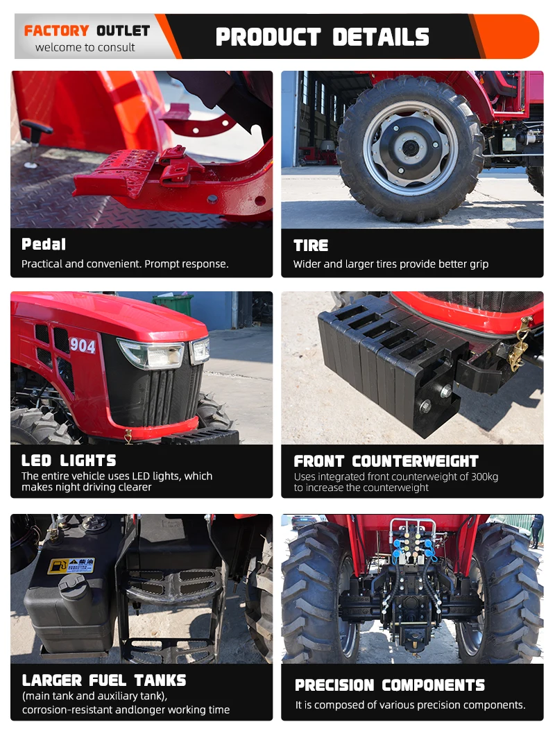 Maßgefertigter 90PS Landwirtschaftlicher Traktor | CE-zertifiziert, direkt ab Werk mit konfigurierbaren Reifen und Getriebe – Detail 5