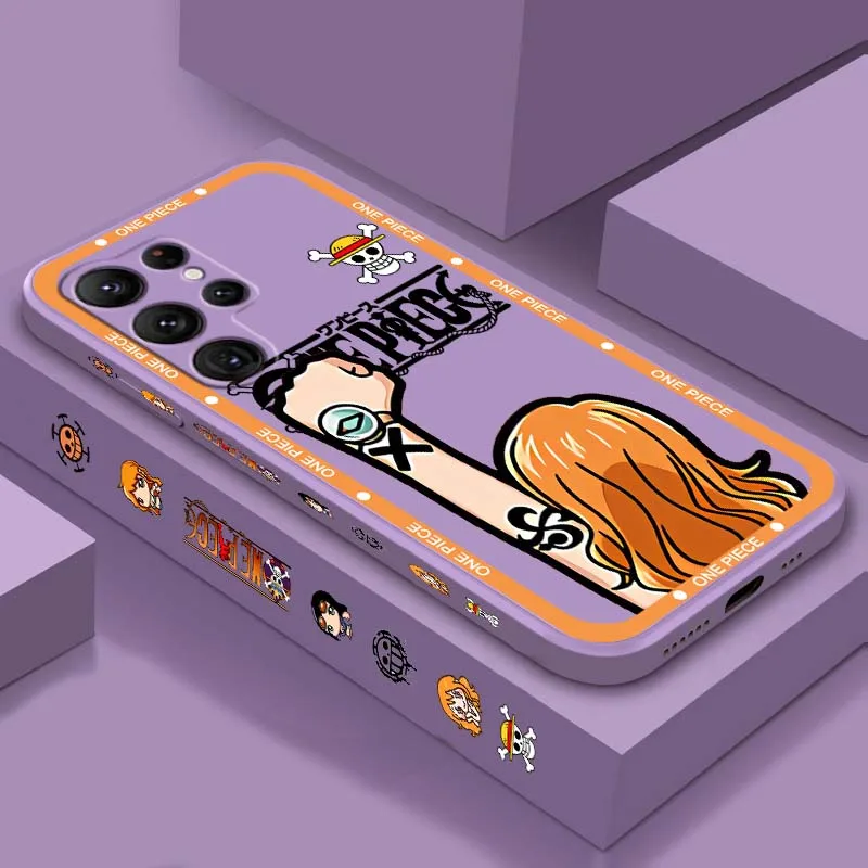 Comic One Piece Nami For Samsung Galaxy S26 S25 S24 S23 S22 S21 S20 Ultra Plus FE 5G Liquid Left Rope Phone Case