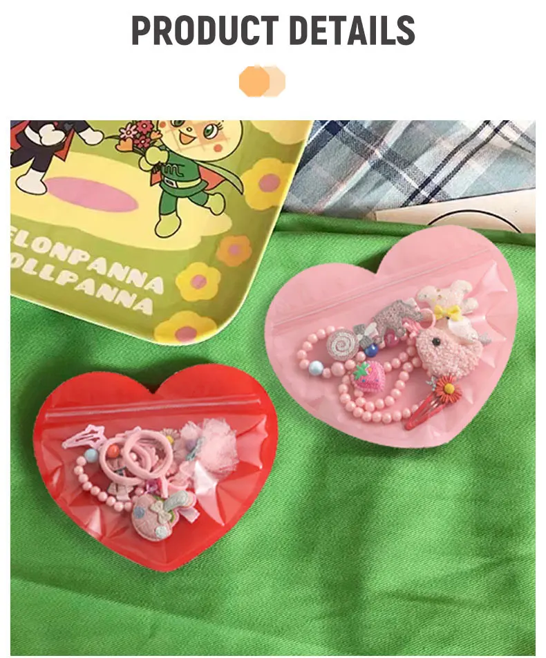 Rote und Rosa Herzförmige Taschen, Feiertagsparty-Zubehör, Süßigkeiten-Accessoires Ziplock-Verpackungsbeutel für Kleinunternehmen – Detail 2