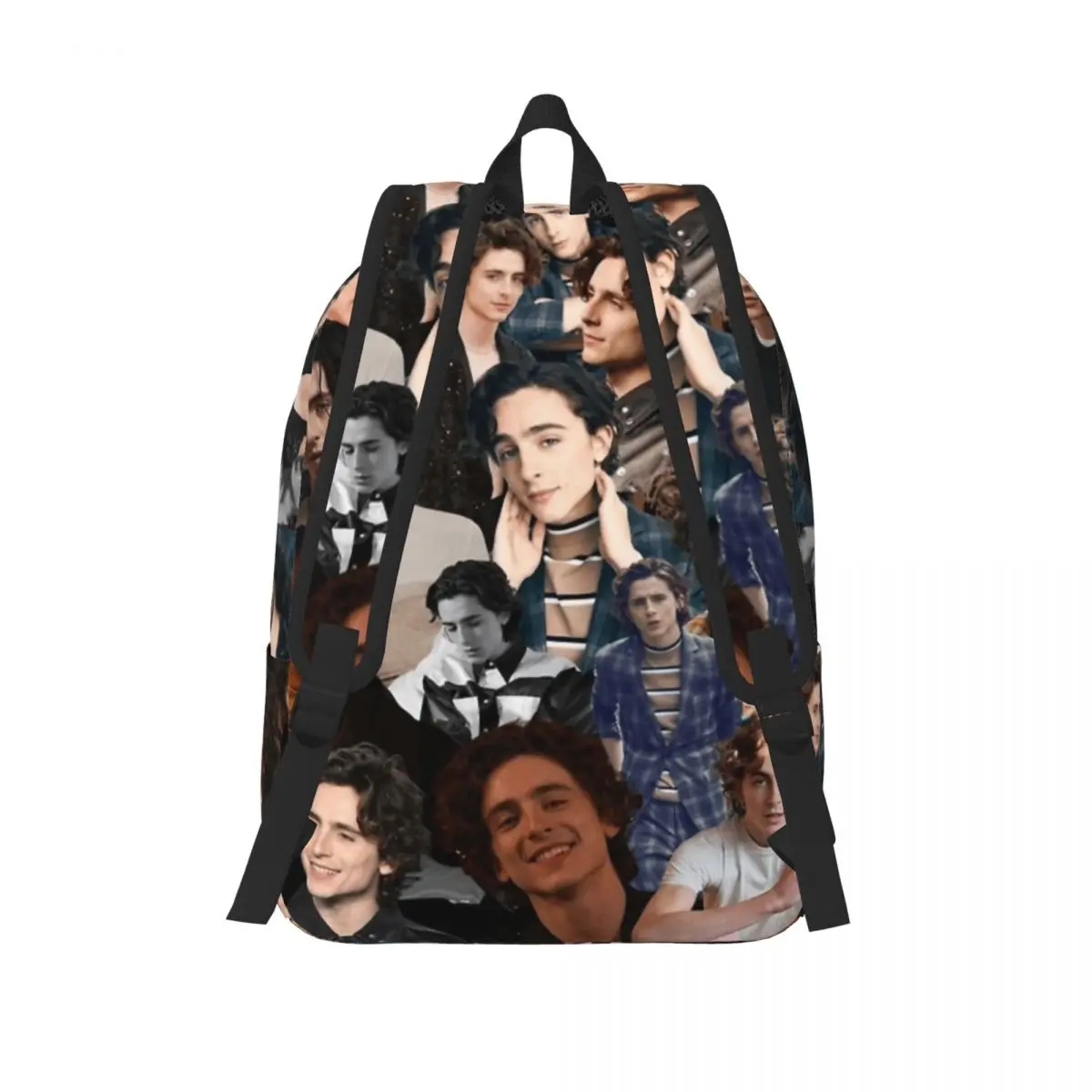 Timothee Chalamet Backpack Middle High College School Student Photo Collage Bookbag Men Women Canvas Daypack with Pocket