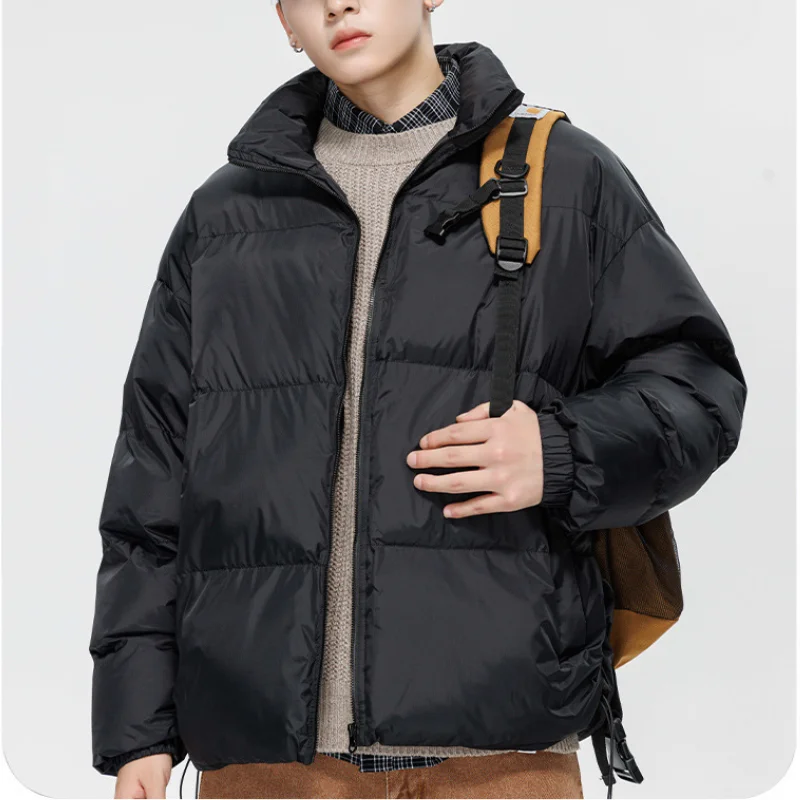 Parka de algodão solta masculina, casaco de pão com gola alta, monocromático, confortável, nova chegada, elegante, inverno, 2022