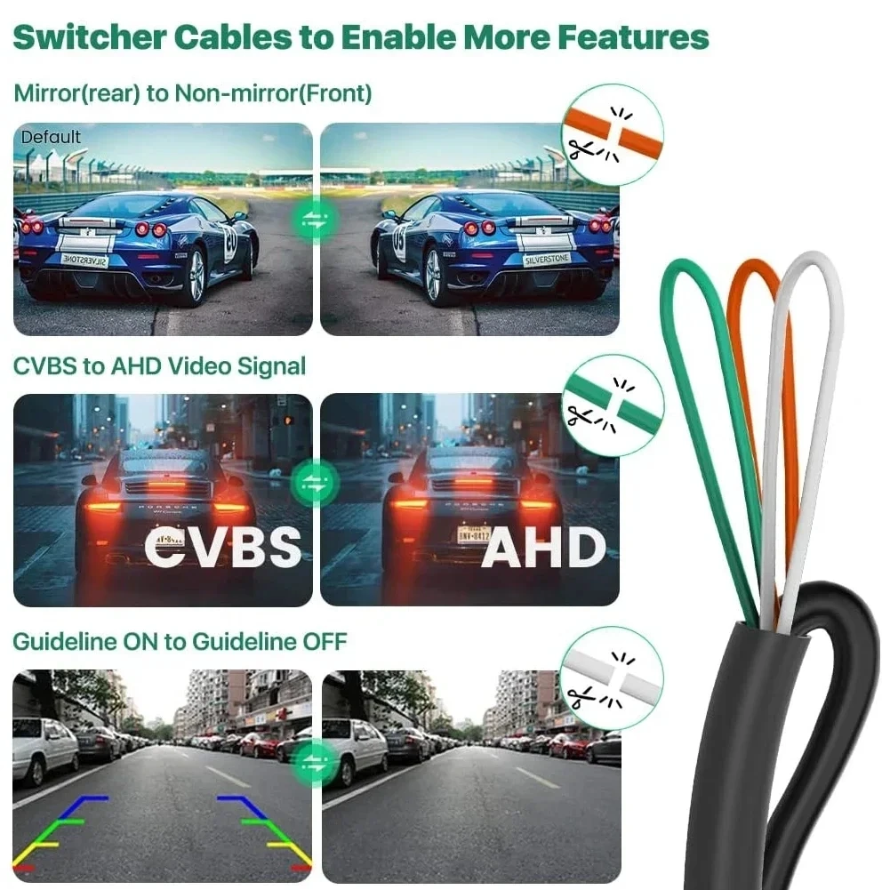 *تيار مستمر 12 فولت ~ 24 فولت كاميرا احتياطية للسيارة/الأمامي/الجانبية مع توجيه AHD 1080P كاميرا خلفية عكسية عدسة قابلة للتعديل لمقطورة السيارة