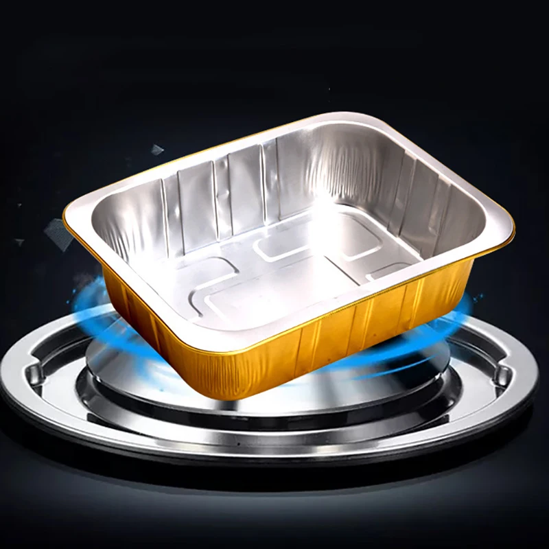 

3300ml Disposable Aluminum Foil Container Rectangular Thickened Gold Tin Foil Box Oven BBQ Baking Tray Heat Resistant Food Pan