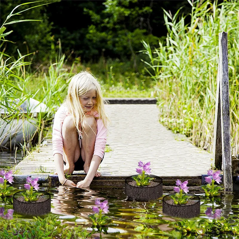 A72P 4 قطع أكياس شبكية للزراعة المائية قابلة للتنفس وقابلة لإعادة الاستخدام، أوعية زنبق مربعة لحدائق المياه #4