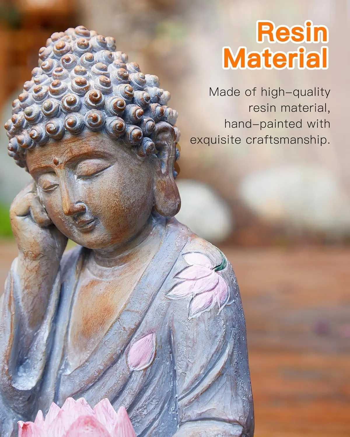 Statue de bouddha solaire avec lumière de Lotus, décoration extérieure étanche IP65 pour jardin, Patio, maison