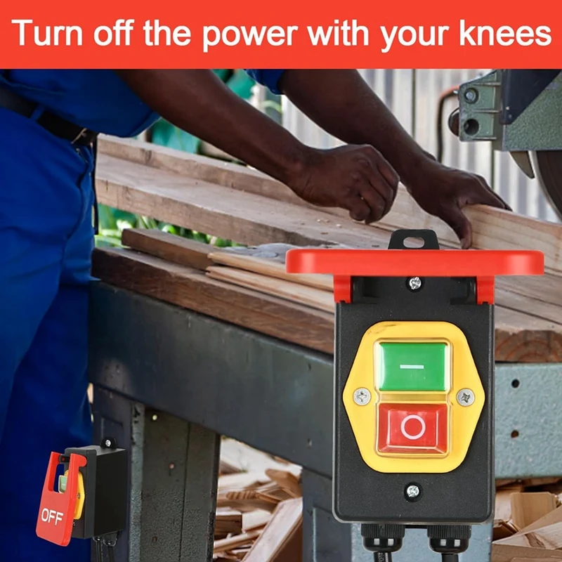 220V Single-Phase On/Off Switch, Safety Switch, Zero Voltage Switch with Socket, Emergency Off Switch EU Plug image 2