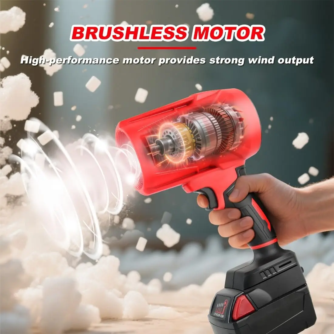 

Беспроводная воздуходувка для листьев, подходит для Milwaukee, аккумулятор 18 В, бесщеточная мини-вентилятор с переменной скоростью 30000 об/мин для уборки дома, автомобиля, улицы