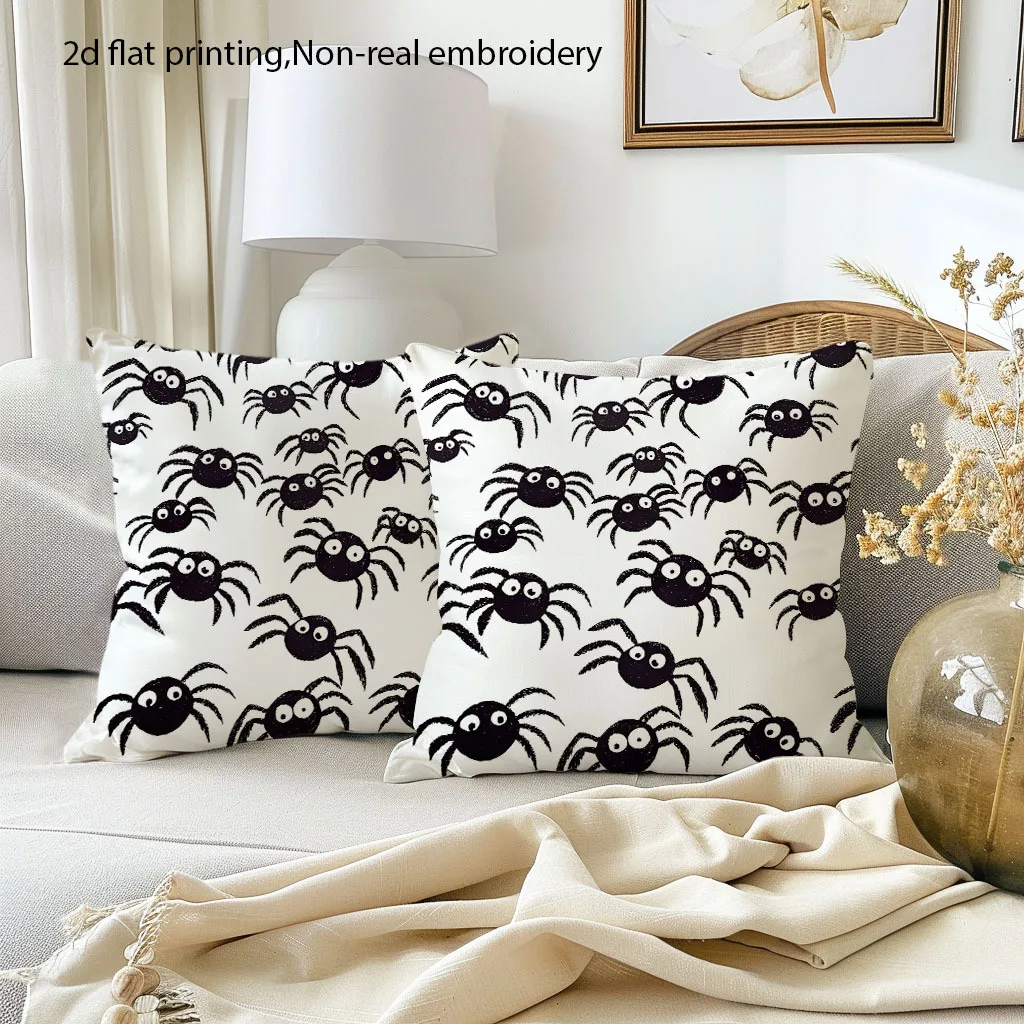 2D FLAT-2pcs Halloween Bat Print Throw Pillow Covers Suitable for sofa, chair, porch, car cushion cover