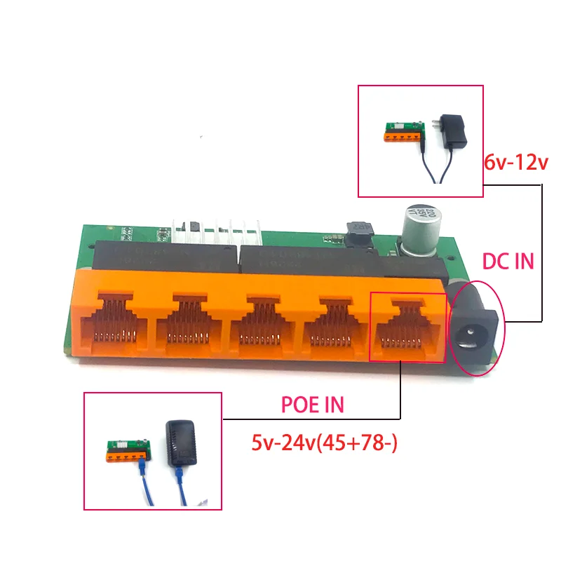 Коммутатор Настольный на 5 портов, RJ45, 10/100 Мбит/с