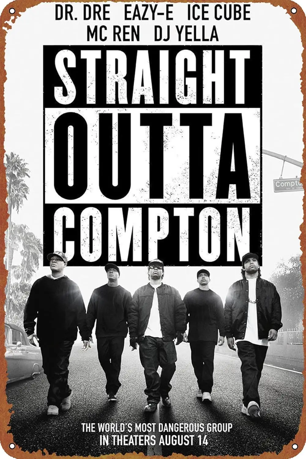 Straight Outta Compton Tin Sign Decoration Vintage Metal Movie Poster Signs Wall Decor 8x12 Inch