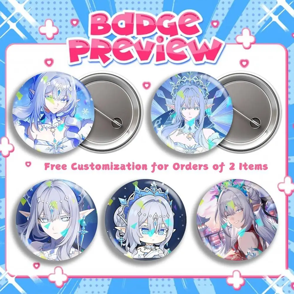 Fanart Tsaritsa Genshin ICE-Queen Round Badge Pins Creative Pins Bag Decor Accessories Fan Collection Gifts for Friends