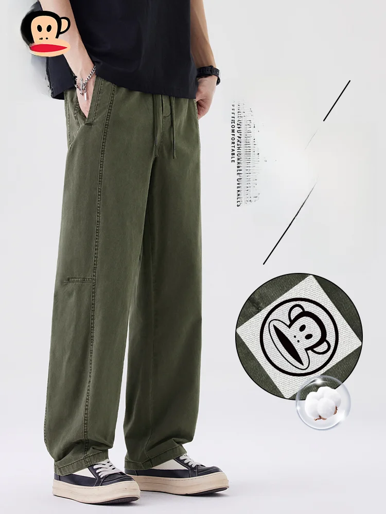 

Men's Comfortable Pure Cotton Straight Leg Pants Spring 2026 Retro American een Knife Casual Trousers