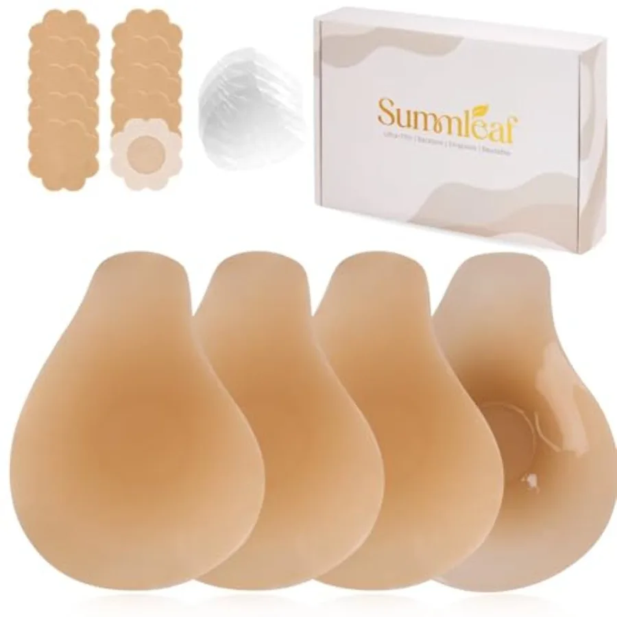 

Push Up Sticky Bra, Invisible Adhesive Nipple Covers with Lift Tape 2 Pairs