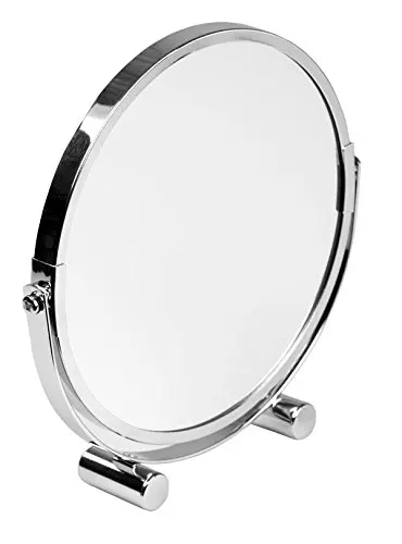 Basics Heavy Duty Chrome Plated Steel, Cosmetic Make-up Bathroom Round Mirror, Silver