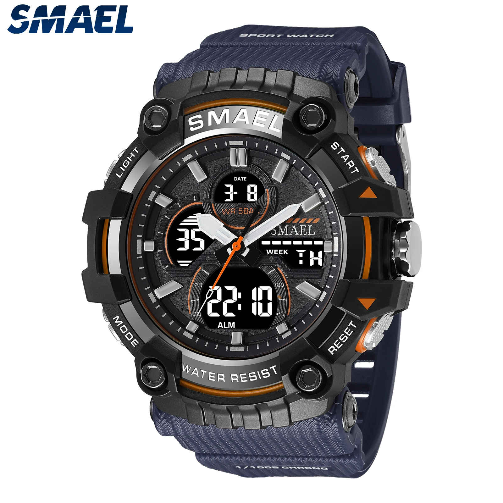 SMAEL 8079  Waterproof Glow Men\'s Watch Tactical Watch Male Student Sports Dual Display Digital