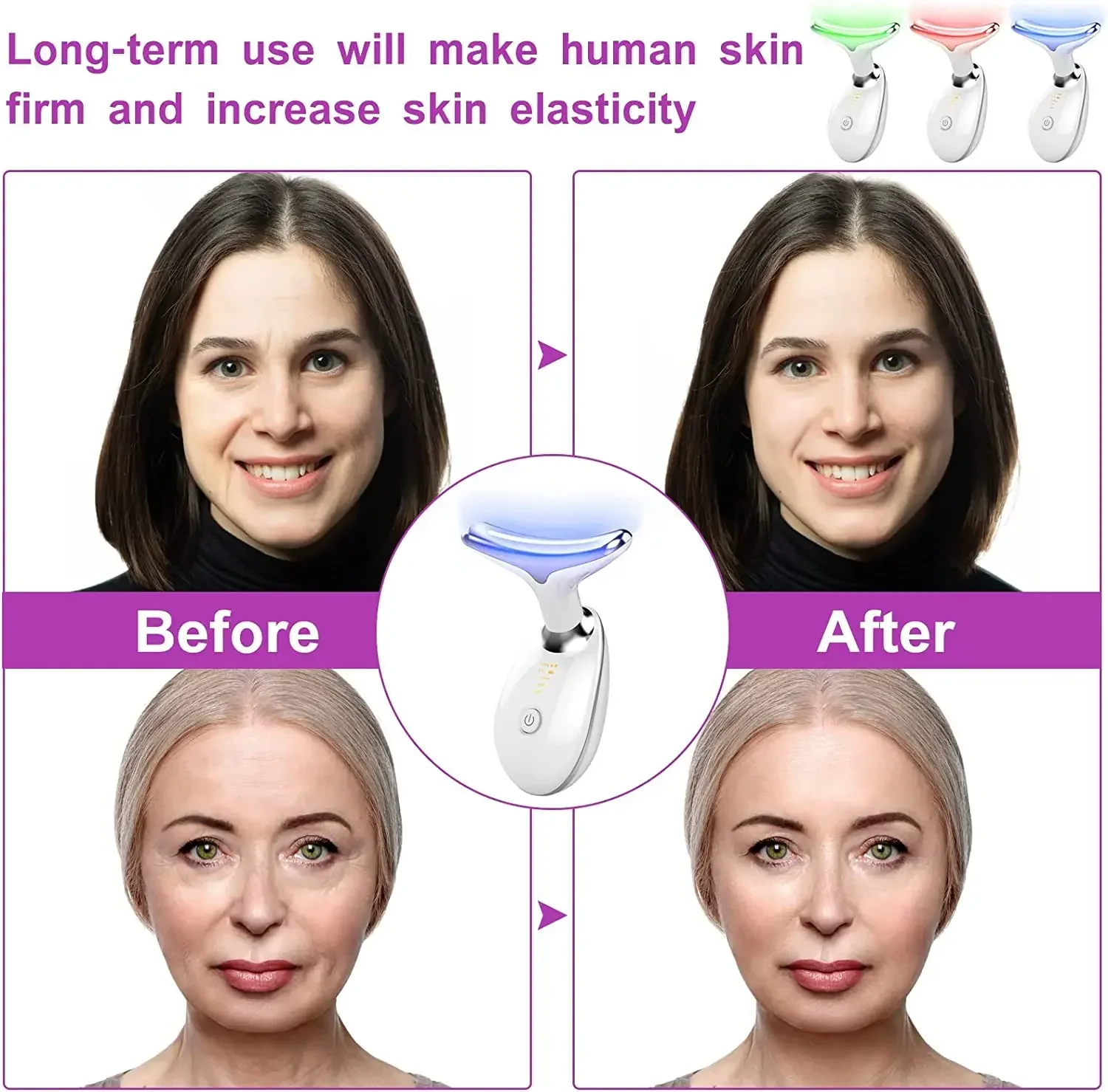 คอ Face Lifter EMS เครื่องนวดคอยกกระชับผิวหน้า Remover Double Therapy Anti Chin LED Photon ริ้วรอยกระชับอุปกรณ์